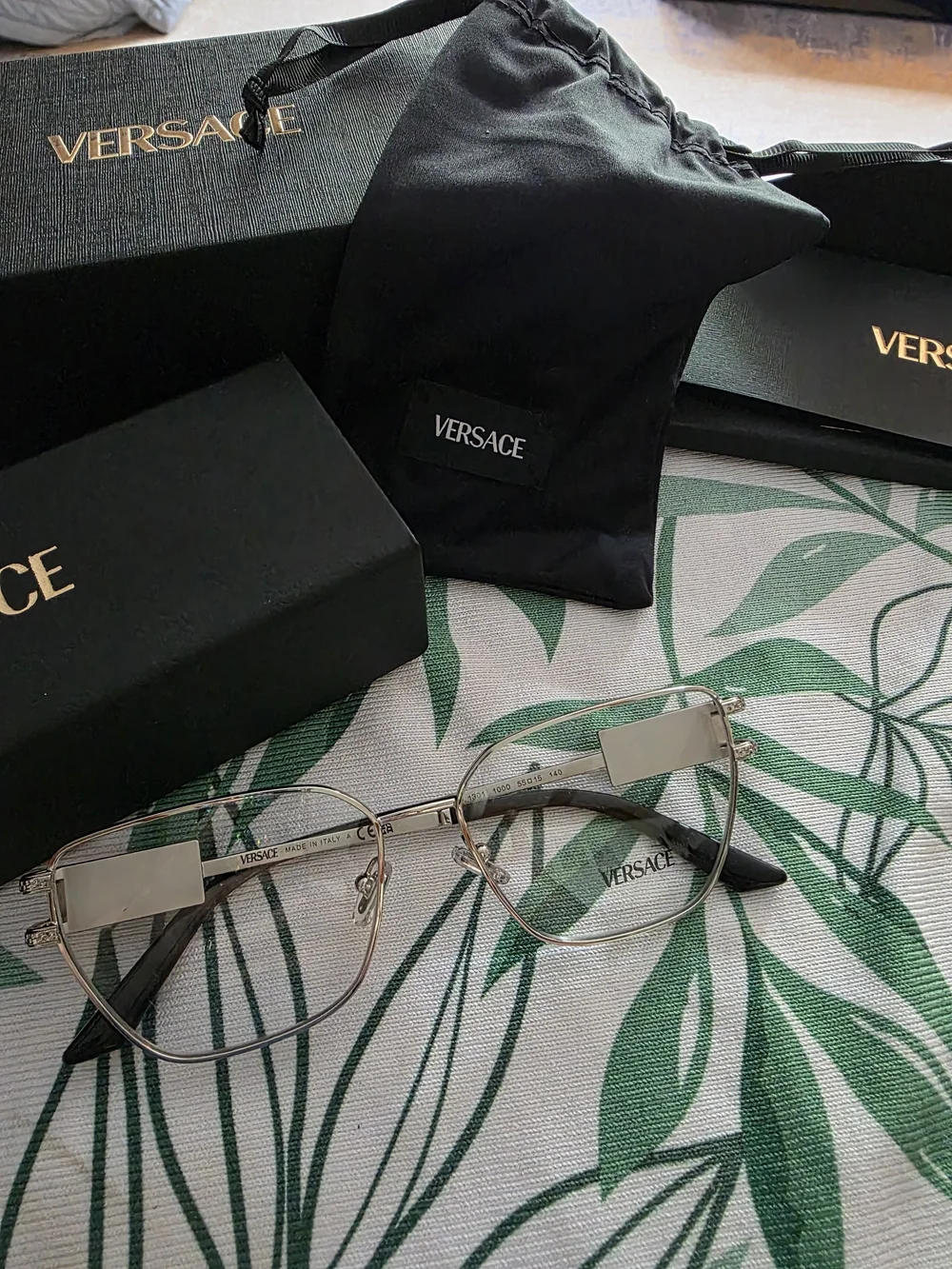 Versace VE1301 1000 Silver Eyeglasses 55-15-140 NWT Italy